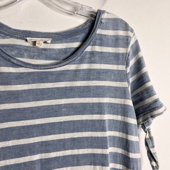 Jane and Delancey Women's Shift Dress S Blue White Stripe Short Sleeve Distress - Picture 4 of 8